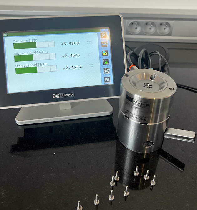 External or internal diameter measurements on injector parts